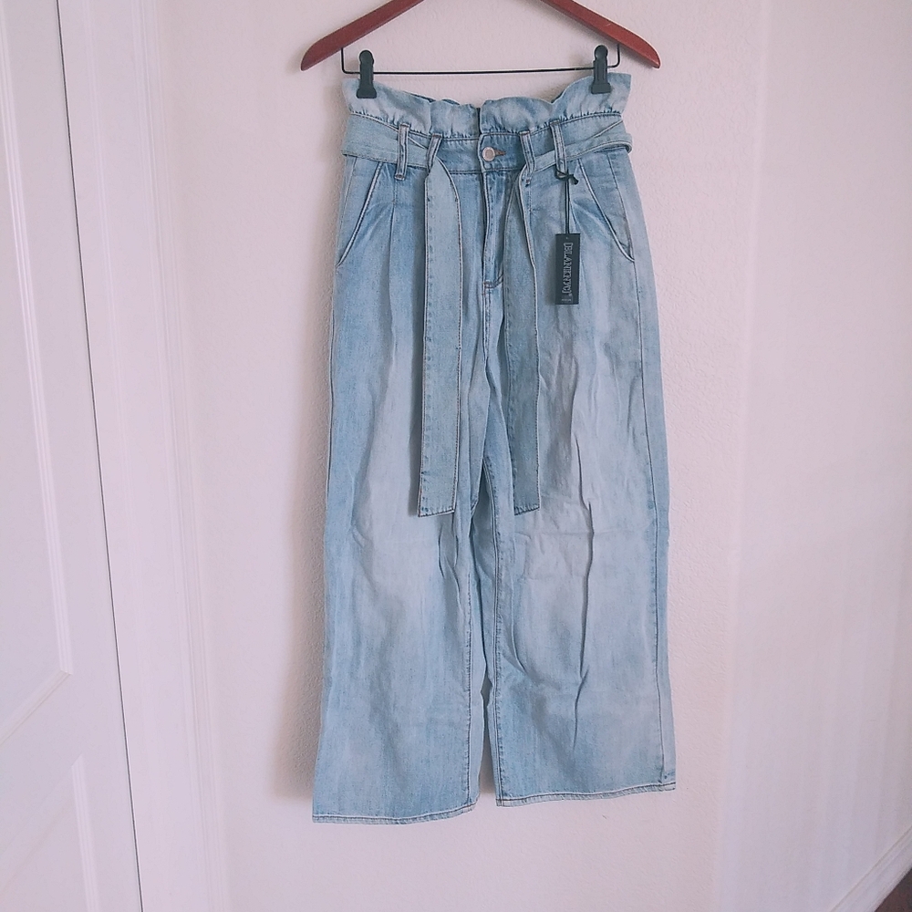 NWT Blank NYC Paperbag Belted Wide Leg Denim Jeans